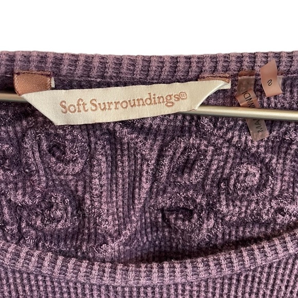 Soft Surroundings Purple Camden Thermal Embroidered Top, Size S - Picture 4 of 7